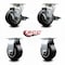 Service Caster 4 Inch Rubber on Aluminum Caster Set with Roller Bearings 2 Brakes 2 Rigid SCC-20S420-RAR-TLB-2-R-2 - alternate 3